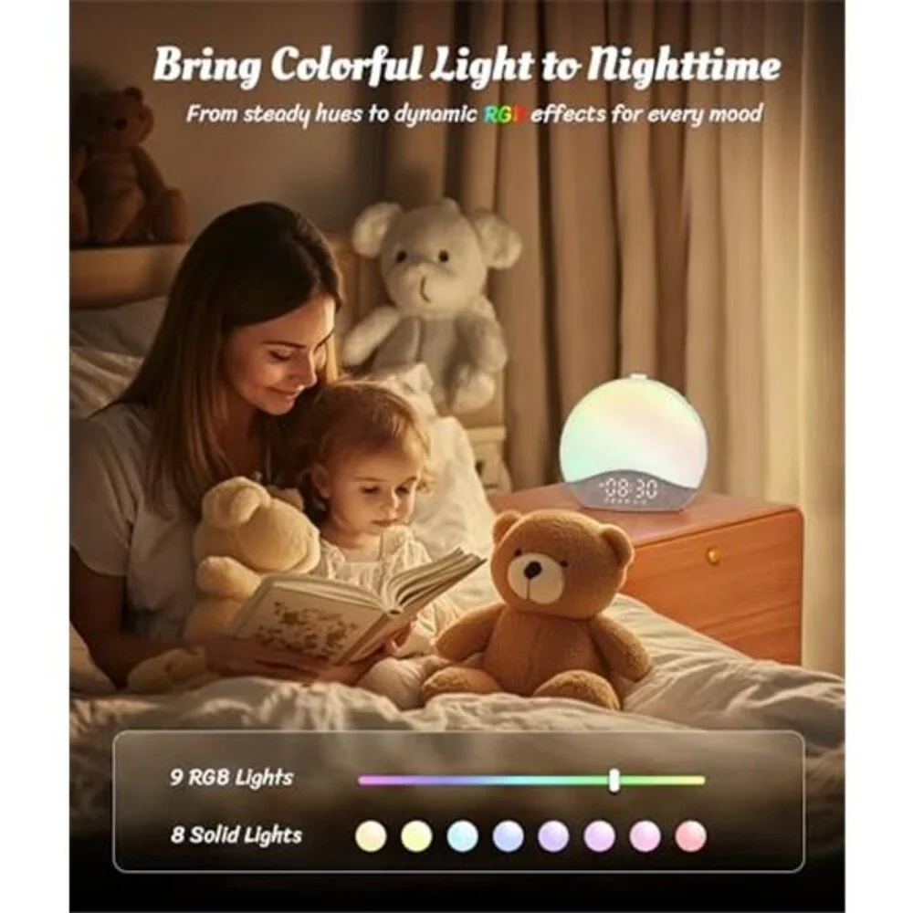 Sunrise Alarm Clock White Noise Sound Machine Bluetooth Night Light